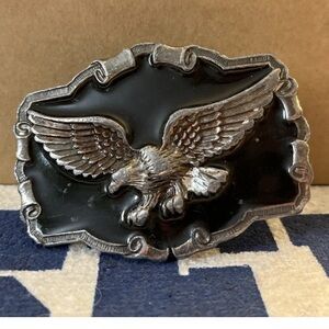 Vintage Great American Buckle Co Enamel Bald Eagle Made in USA 1983